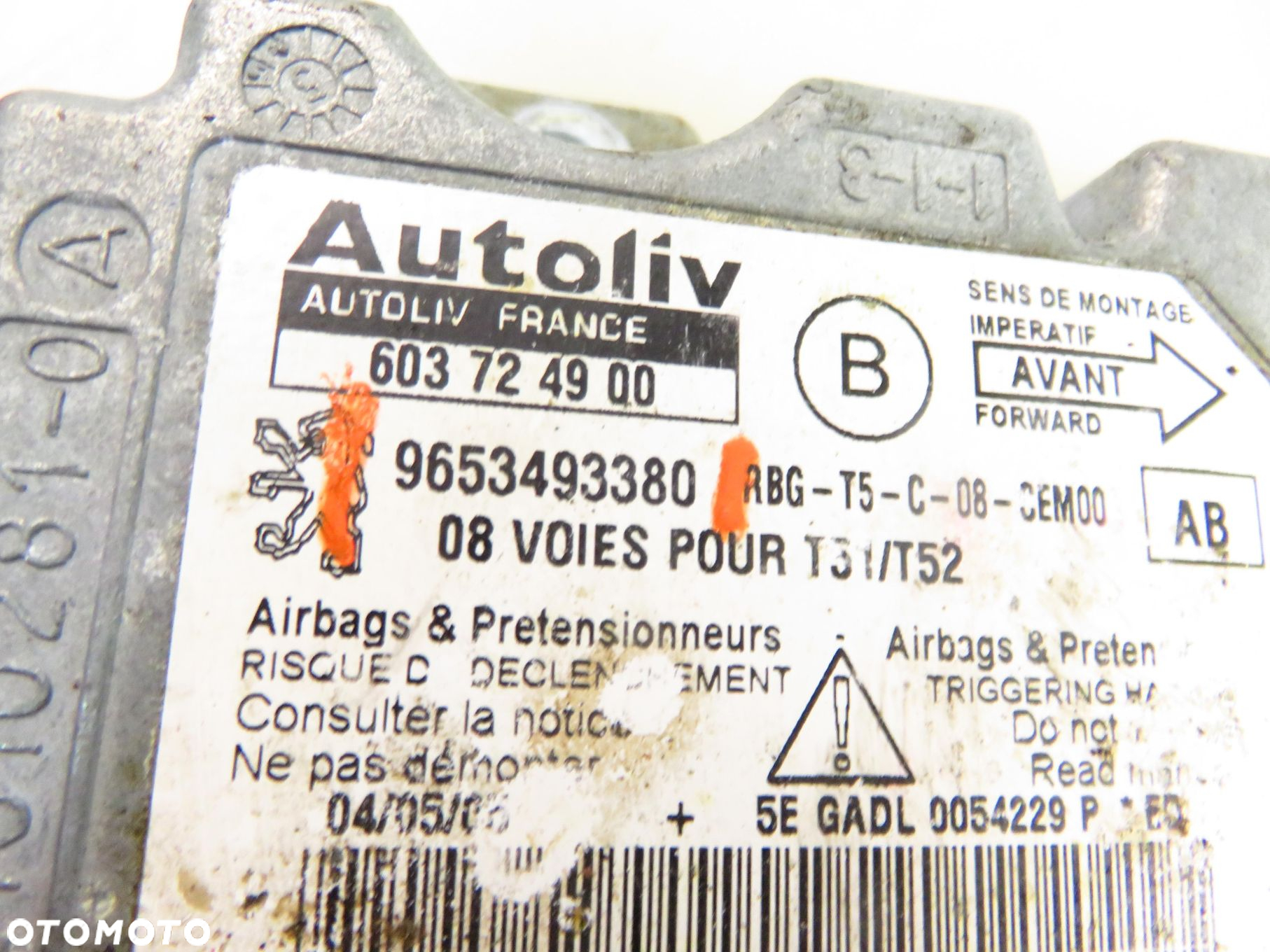 MODUŁ AIRBAG PEUGEOT 307 SW (3H) 9653493380 - 5