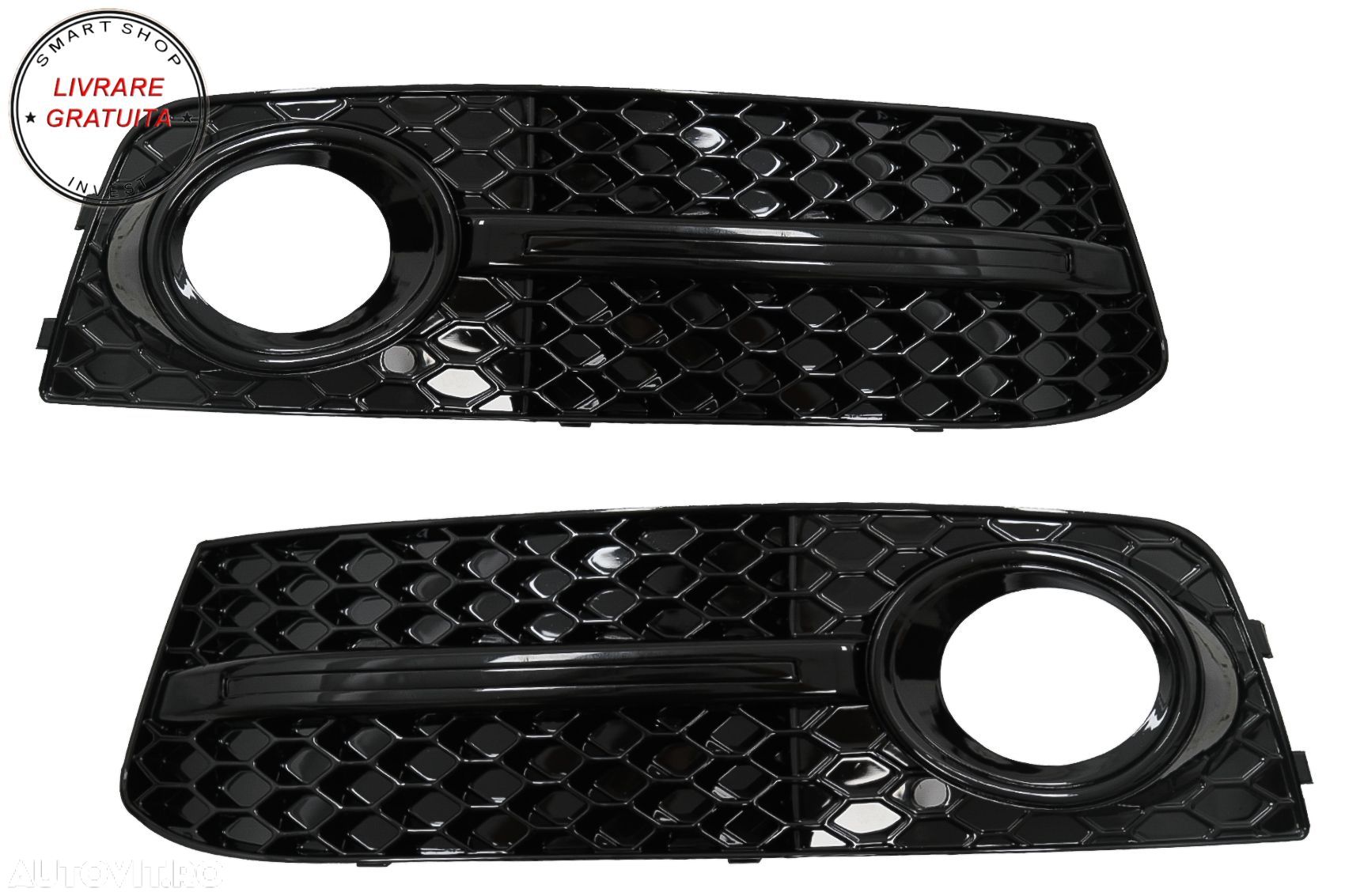 Grile Laterale Bara Fata AUDI A4 B8 8K (2007-2011) S4 Design Negru Lucios- livrare gratuita - 1