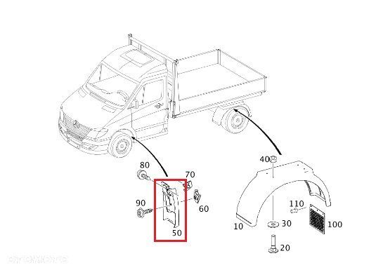 MERCEDES SPRINTER 906 Chlapacz przednich kół prawy OE - 2