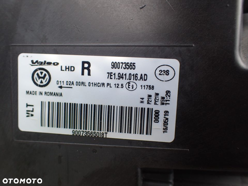 REFLEKTOR PRAWY LAMPA VW TRANSPORTER T6 EUROPA 7E1941016AD RADOM - 6