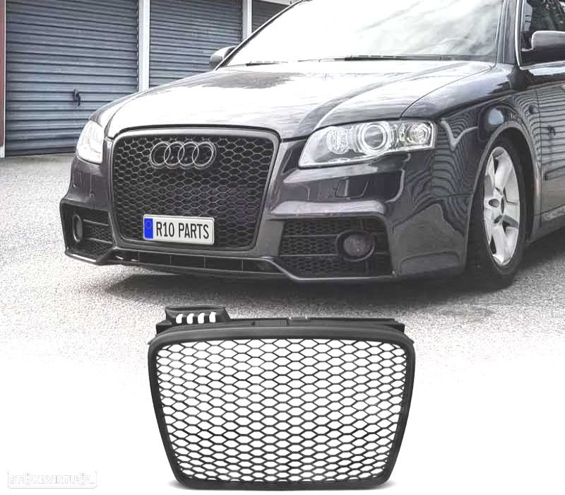 GRELHA FRONTAL AUDI A4 B7 04-07 LOOK RS PRETO MATE - 1