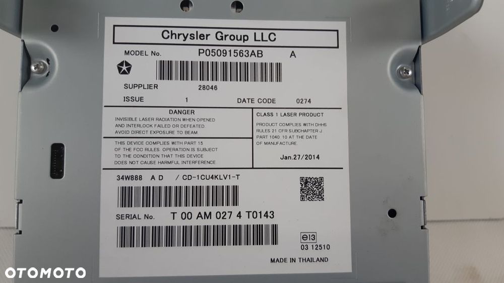 JEEP CHEROKEE KL ZMIENIARKA PŁYT CD 05091563AB - 4