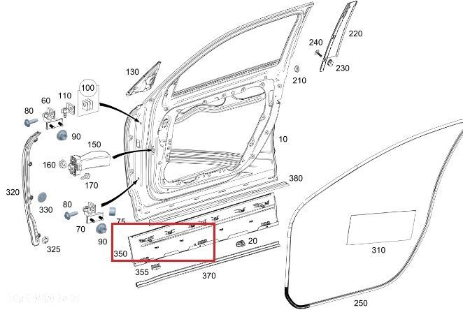 MERCEDES ZESTAW prawa+lewa Listwa drzwi przod ORYGINAL - 4