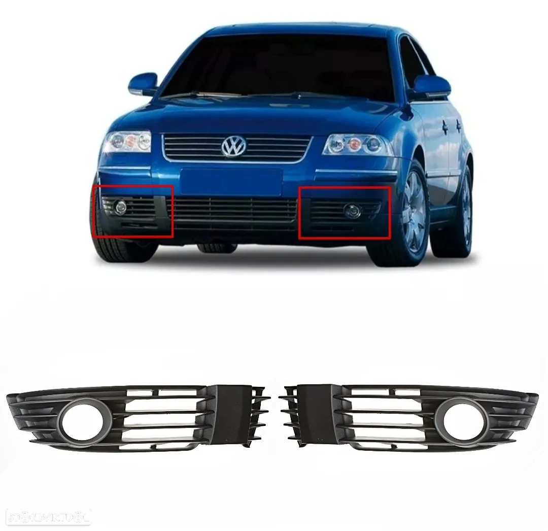 Conjunto 2 Grelhas Para-choques c/ Farois Nevoeiro - Volkswagen Passat 3BG B5.5 - 2