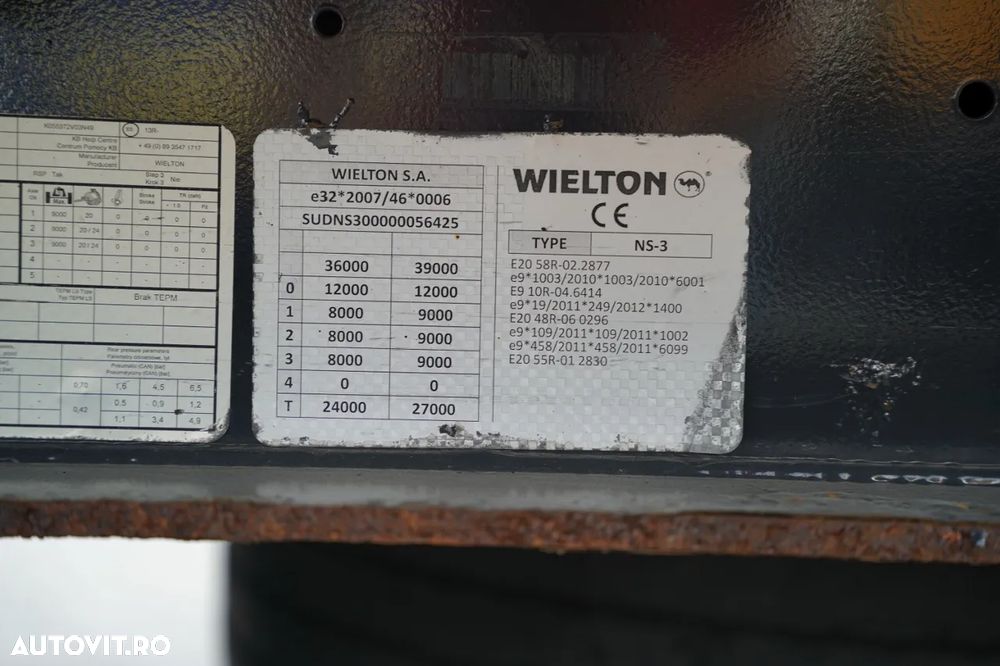 Wielton CORTINĂ  / MEGA / PLATFORMĂ JOSĂ / ACOPERIȘ RIDICAT / AXĂ RIDICATĂ / - 28