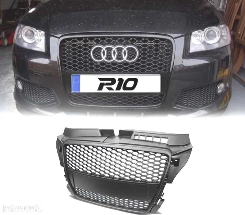 GRELHA FRONTAL AUDI A3 8P 08-12 PRETO LOOK RS3 - 1