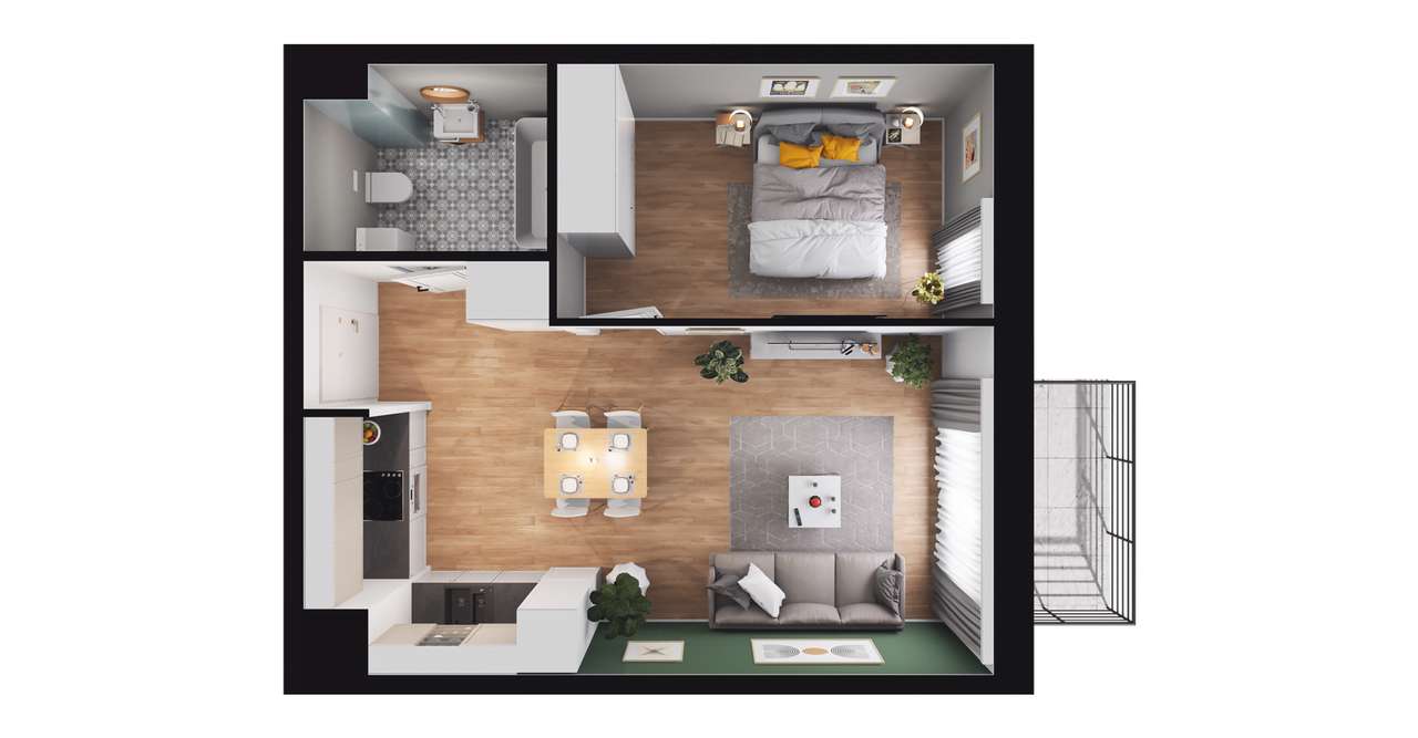 2-pokojowe mieszkanie 39m2 + balkon Bezpośrednio - Pełny obrazek: 2/9