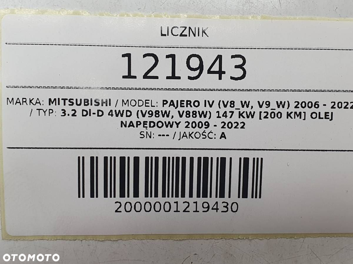 LICZNIK ZEGARY MITSUBISHI PAJERO IV 3.2 D EU AUTOMAT 8100A623 - 10