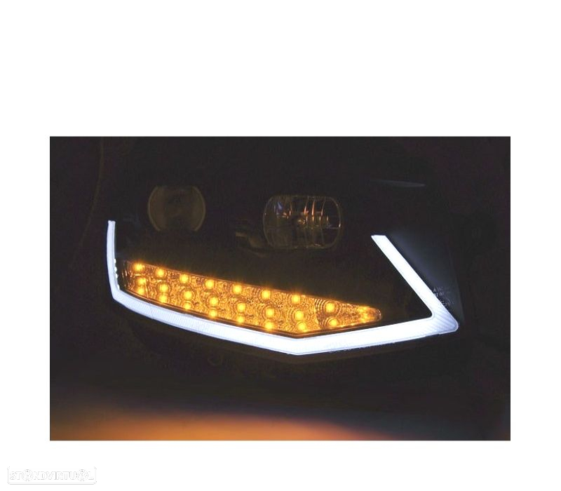 CONJUNTO DE FARÓIS PARA VOLKSWAGEN VW T6 15-19 COM DRL PRETOS COM INTERMITENTE LED - 4