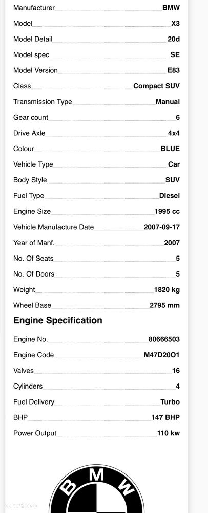 SKRZYNIA BIEGÓW BMW X3 E83 2.0D 1069-401-061 4X4 - 3