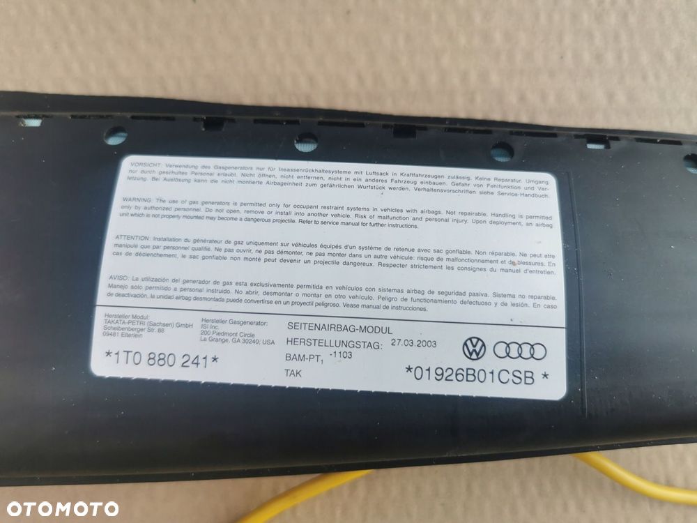 Poduszka fotela lewy przód VW Touran Caddy 1T0880241 - 2