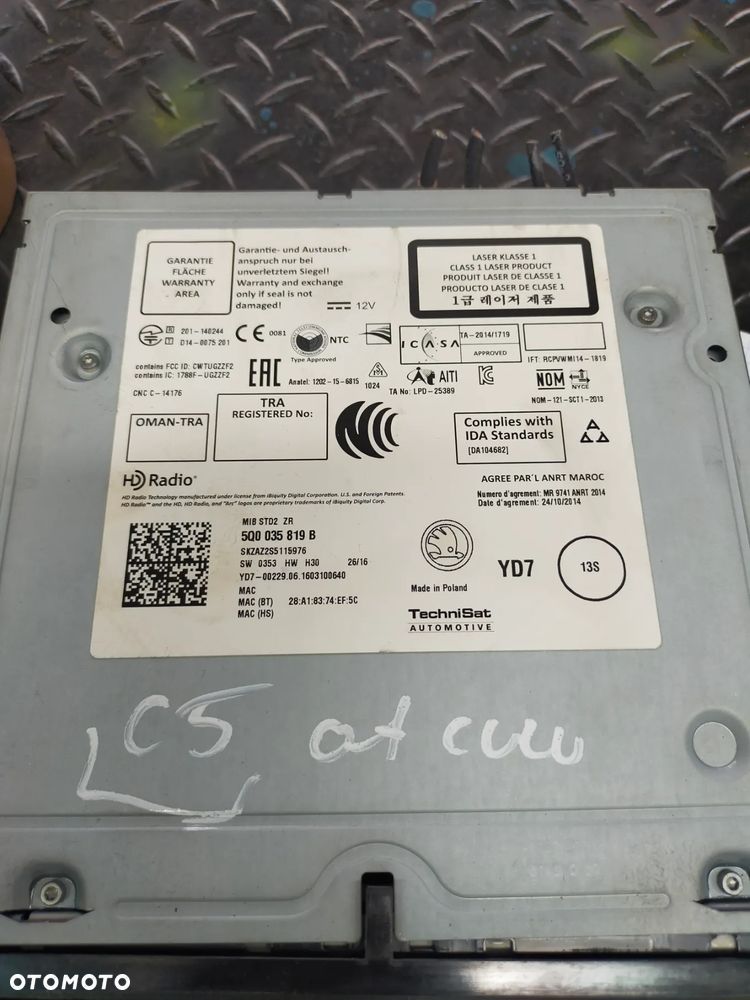 Skoda Rapid Panel / Radio Odtwarzacz Cd/Dvd/Gps 5Q0035819B - 2