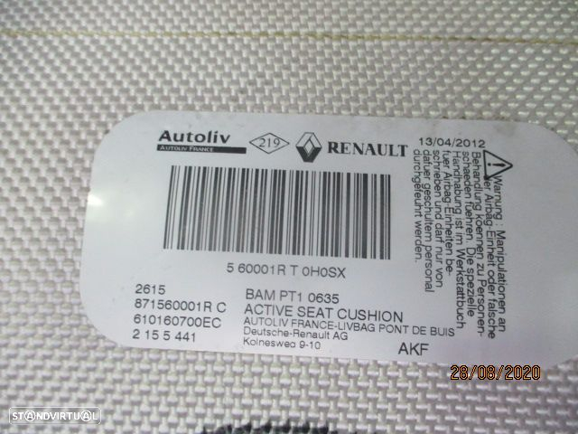 Airbag Banco 871560001R RENAULT CLIO 3 FASE 2 2012 Fundo - 2