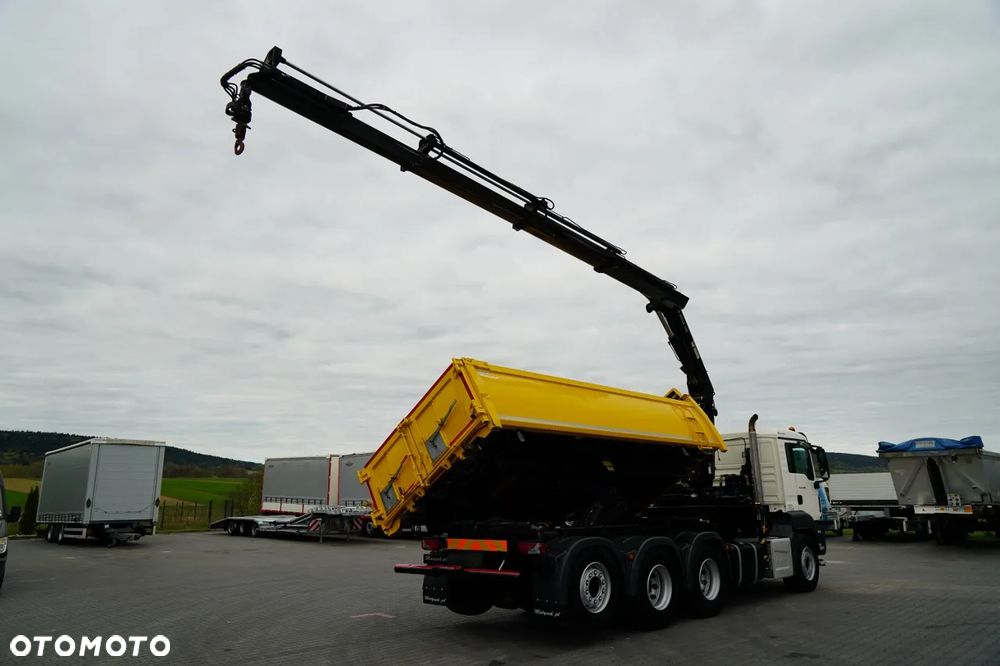 MAN TGS 32.400 / 8x4 / TRIDEM / WYWROTKA 2 STRONNA / HYDROBURTA / BORDMATIC + HDS HIAB 188 E-3D / ROTATOR  / PILOT / EURO 6 - 9