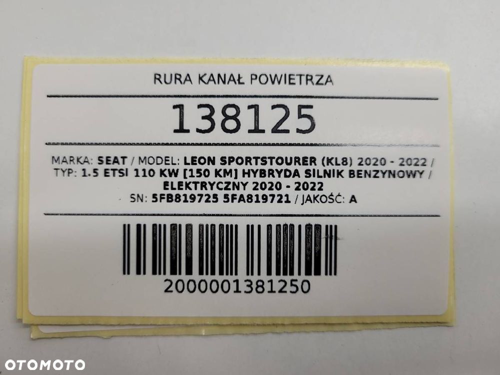 RURA KANAŁ POWIETRZA SEAT LEON IV KL 2024 5FB819725 5FA819721 - 8
