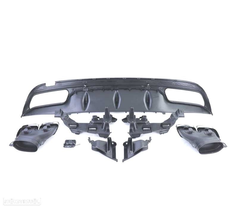 DIFUSOR MERCEDES CLASE C W205 SEDAN 14-18 LOOK AMG C63 PRETO MATE + PONTEIRAS DE ESCAPE - 3