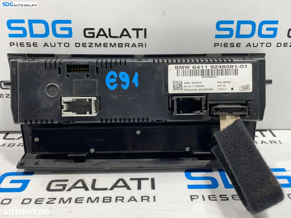 Panou Comanda Aer Conditionat AC Clima Climatronic BMW Seria 3 E90 E91 2004 - 2011 Cod 9248581 [L4237] - 2