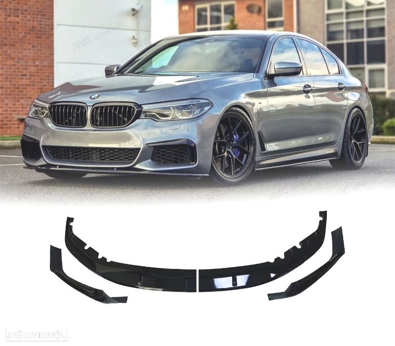 SPOILER DIANTEIRO BMW G30 G31 SEDAN TOURING 17-19 PRETO BRILHANTE - 1