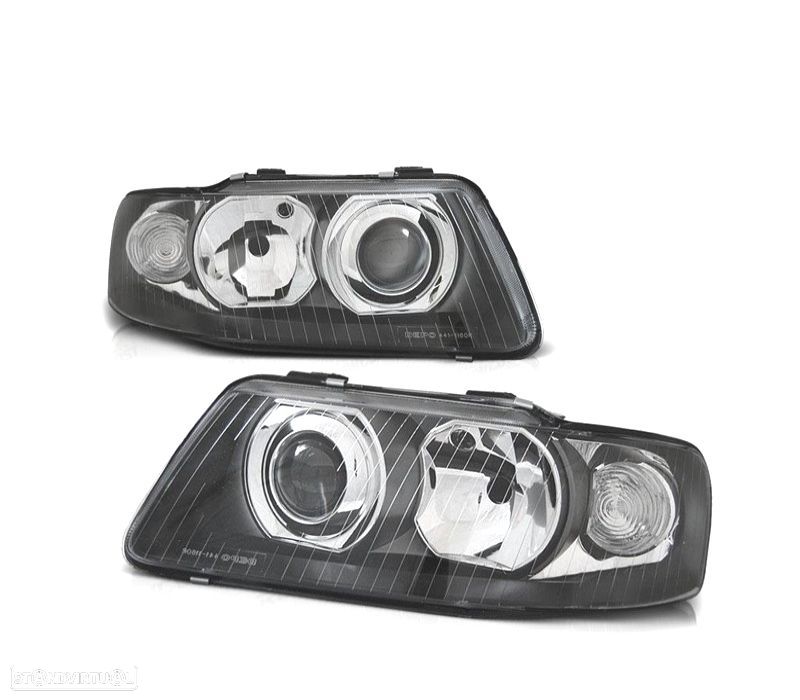 FARÓIS FRONTAIS AUDI A3 8L 00-03 RESTYLING. FUNDO PRETO - 1