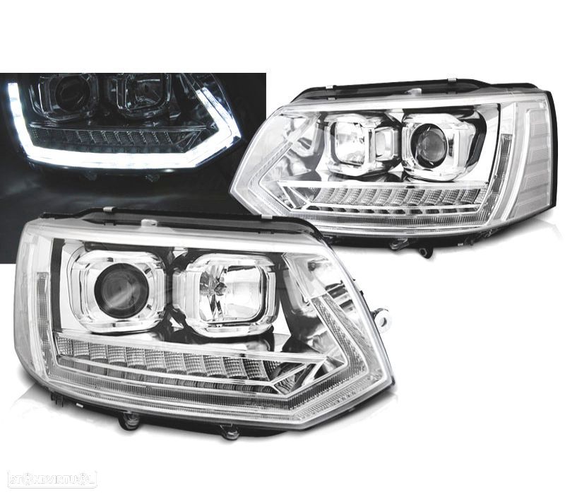 CONJUNTO DE FARÓIS PARA VOLKSWAGEN VW T5 10-15 TRU DRL COM INDICADORES LEDS DINÂMICOS CRISTAL - 1