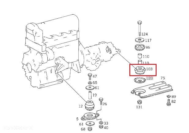 MERCEDES MB 100 Zderzak gumowy poduszki skrzyni biegow OE - 2