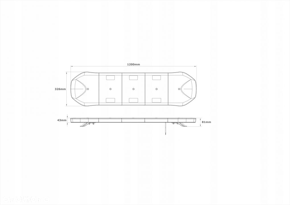 BELKA OSTRZEGAWCZA LED STROBOSKOP DUŻY KOGUT 120cm - 2