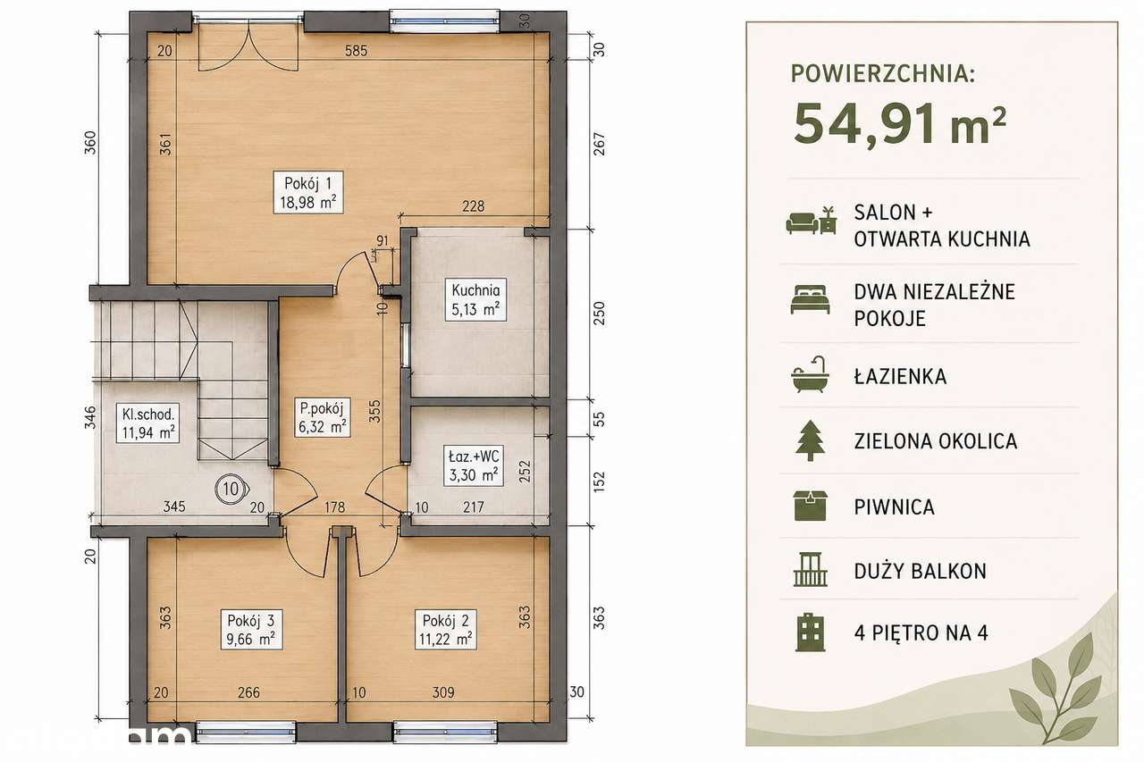 Zamieszkaj wśród zieleni! 3 pokoje z dużym balkonem | Kokociniec |