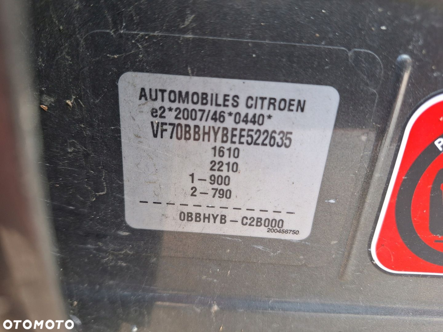 CITROEN C4 CACTUS 14- STACYJKA KLUCZYK PILOT SCYZORYK WKŁADKA DRZWI LEWYCH - 11