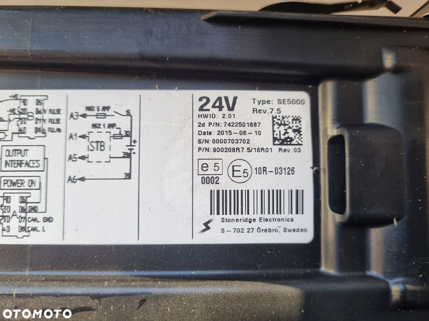 TACHOGRAF STONERIDGE SE5000 REV.7.5 2015 ROK DAF XF 106 CF , LF EURO 6 - 3