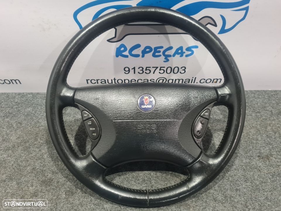 VOLANTE GUIADOR COMPLETO SAAB 95 9.5 9-5 PELE COMANDOS MULTIFUNÇÕES AIRBAG - 1