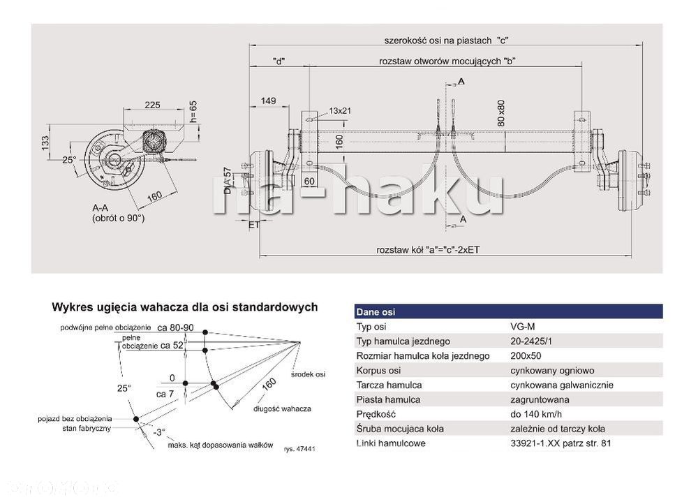 Oś hamowana KNOTT 1100mm 1350kg 5x112 lub 4x100 przyczepy lawety - 8