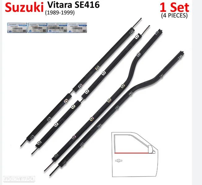 Kit de 4 raspadores dos vidros das portas Suzuki Vitara JR (NOVO) - 1