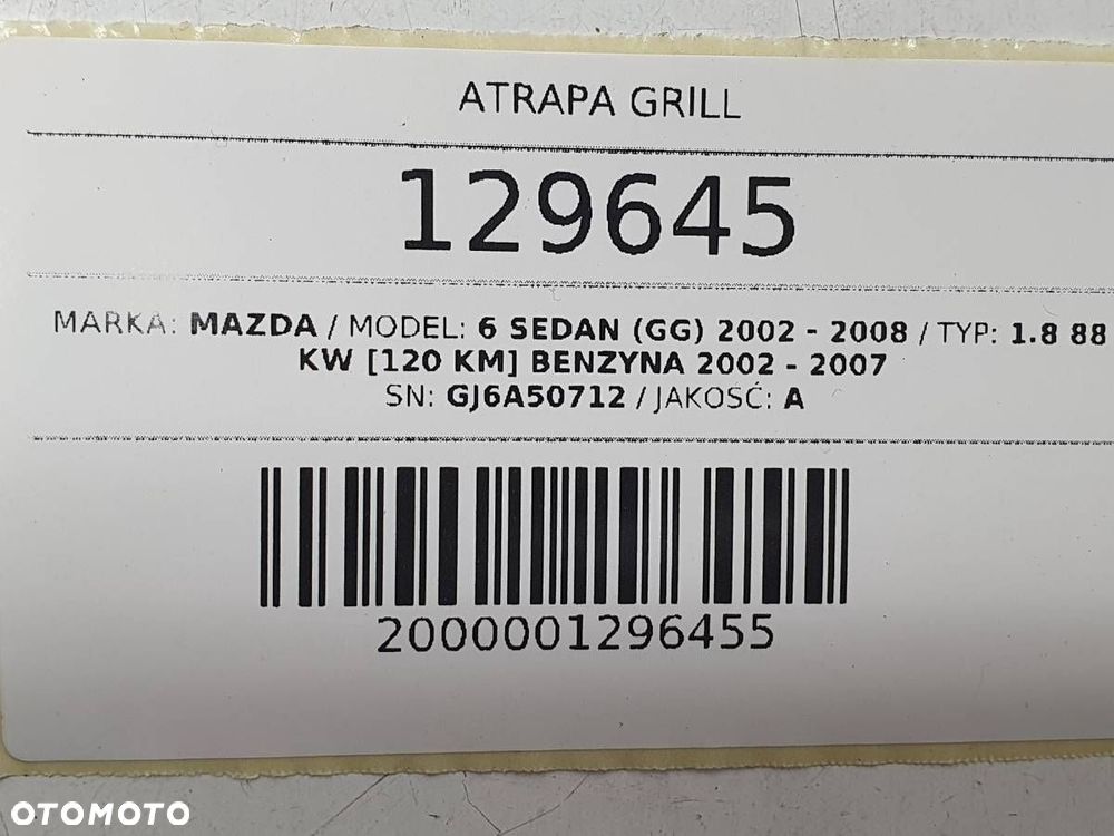 ATRAPA GRILL MAZDA 6 GG GJ6A50712 - 9