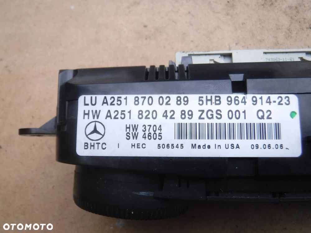 Mercedes ML W164 GL X164 R klasa W251 panek klimatyzacji nawiewu A2518700289 A2518704289 - 2