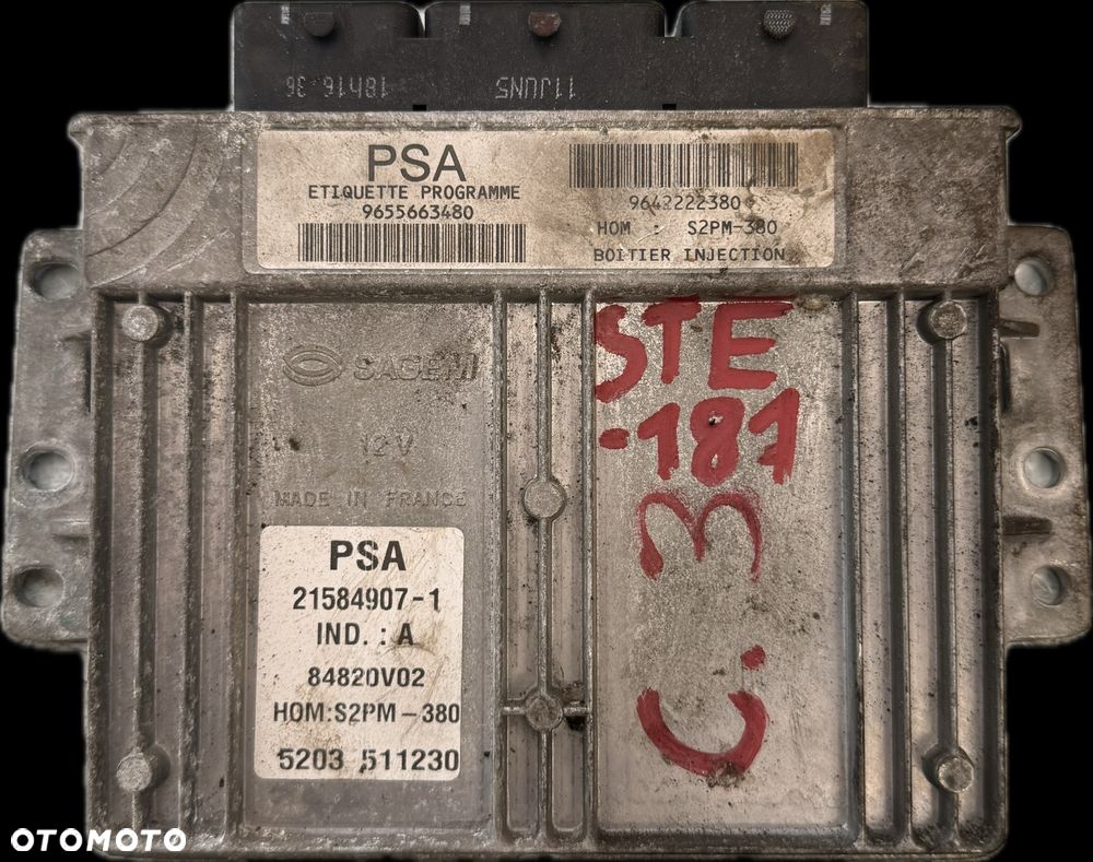 Sterownik Silnika ECU Komputer Citroen Peugeot 9655663480 - 1