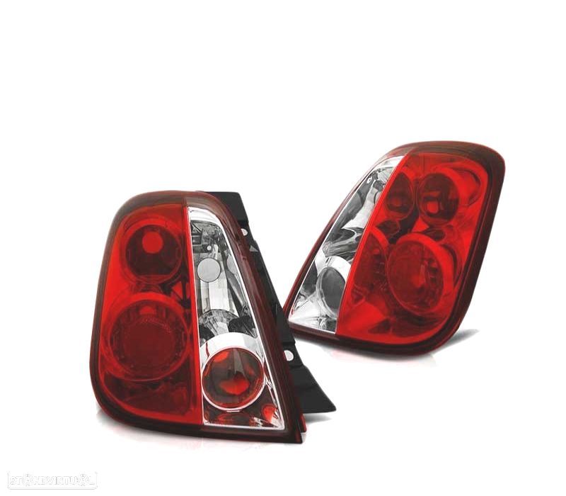FAROLINS TRASEIRO PARA FIAT 500 07- VERMELHO BRANCO LOOK LEXUS - 1