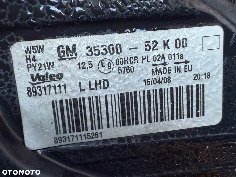 Lampa przednia OPEL AGILA B KOMPLET EUROPA ORYGINALNE VALEO - 7