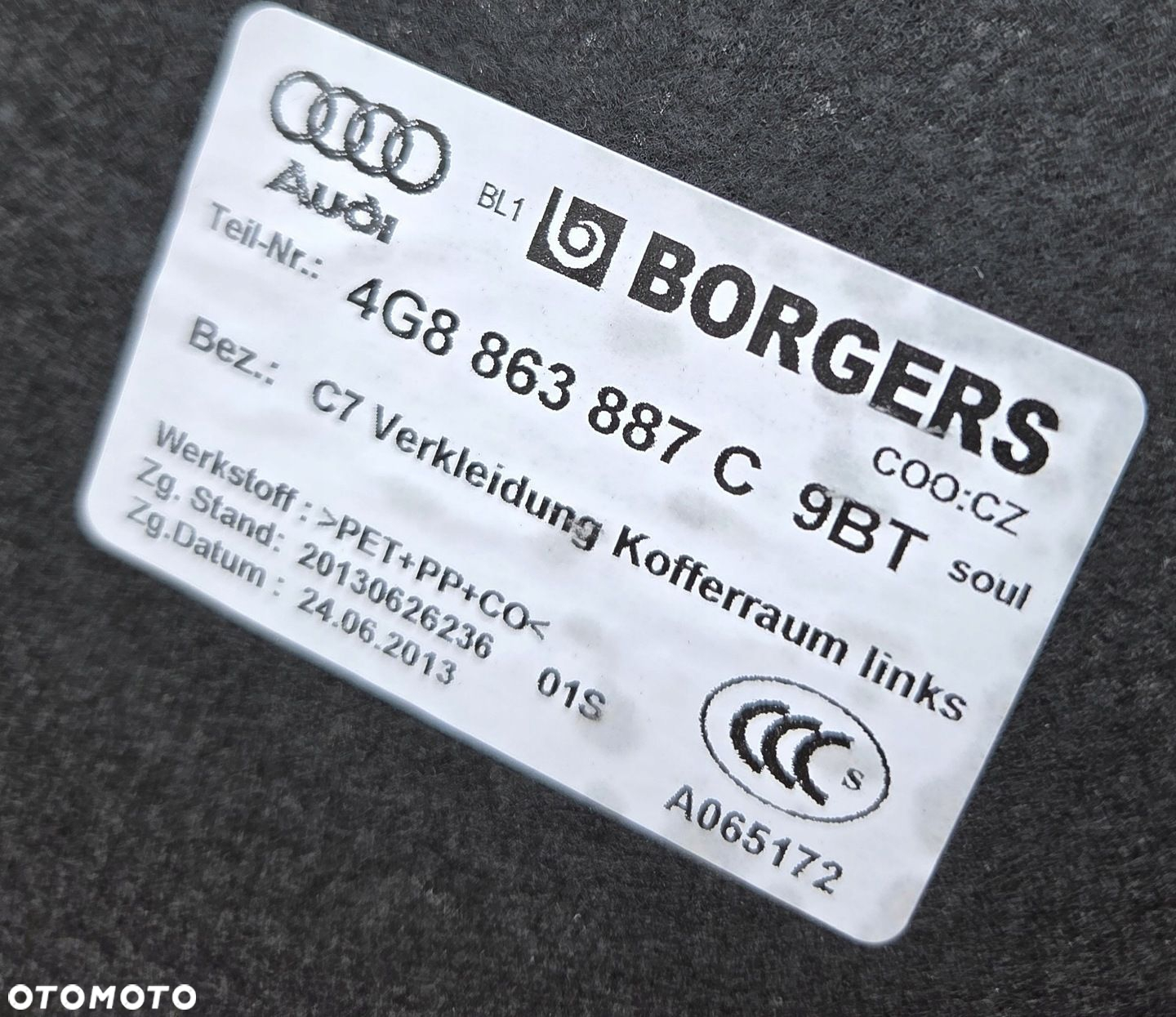 AUDI OE A7 S7 RS7 C7 TAPICERKI BOCZKI PODŁOGA BAGAŻNIKA KOMPLET - 6