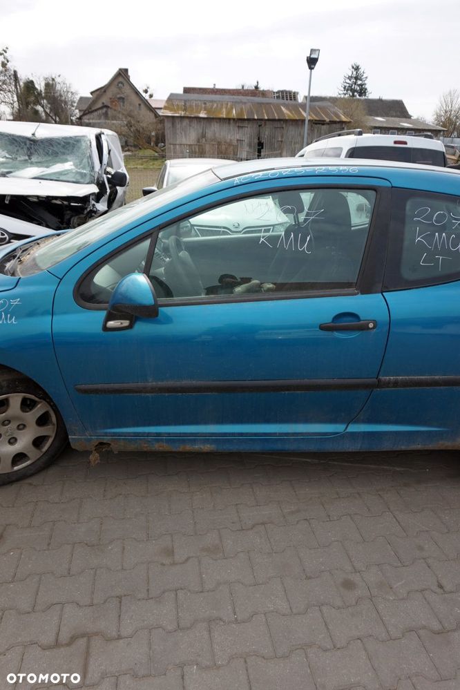 DRZWI PRZEDNIE LEWE 207  3D HB KMU  NIEBIESKI PEUGEOT 2006-2009 - 1