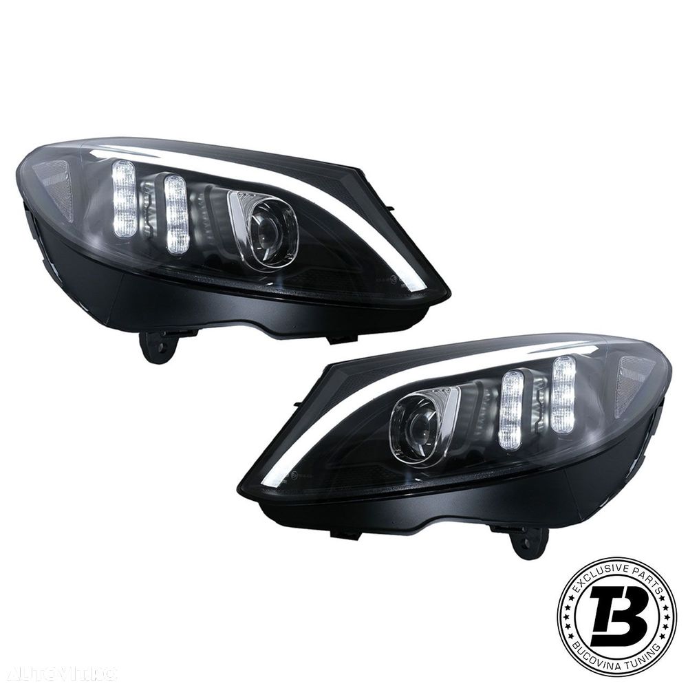 Faruri LED compatibile cu Mercedes C Class W205 Black Design - 1