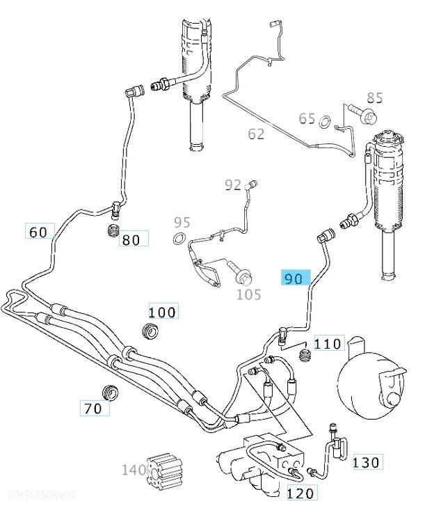 Przewód układu ABC OE Mercedes SL R230 W230 SL500 A2309976782 - 1