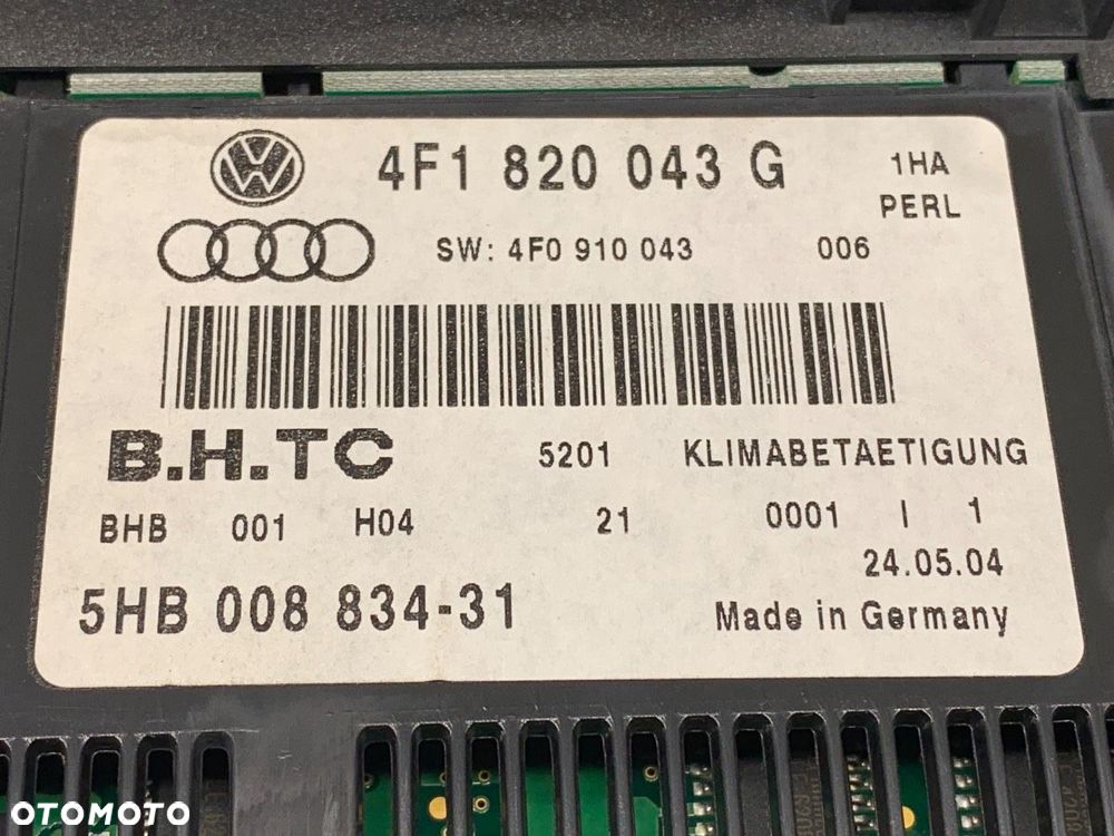 PANEL STEROWANIA NAWIEWU - 113.00 PLN - AUDI A6 C6 (4F2) 2004 - 2011 2.4 130 kW [177 KM] benzyna - 4