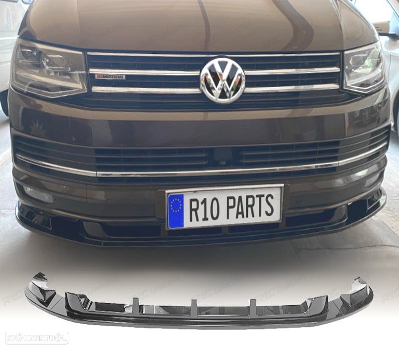 SPOILER LIP VOLKSWAGEN VW T6 15-19 PRETO BRILHANTE - 1