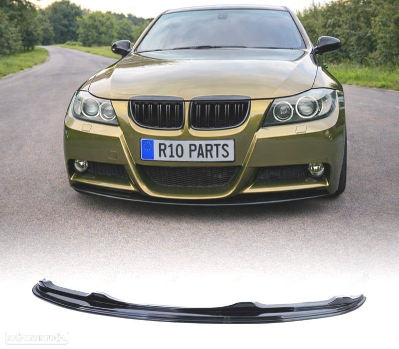 SPOILER LIP BMW E90 E91 05-08 LOOK M PRETO BRILHANTE - 1