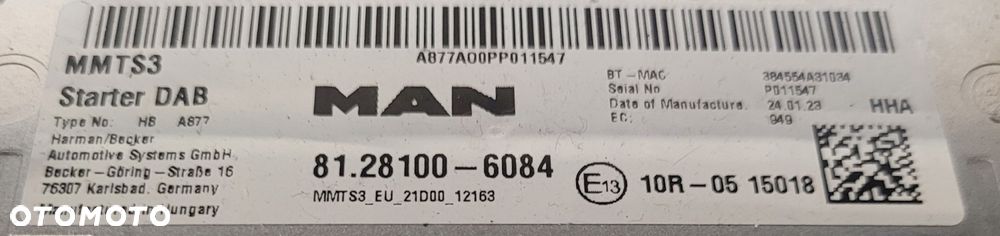 RADIO MAN TGX TG3 NOWY MODEL EURO 6 MMTP3 8121006084 - 2