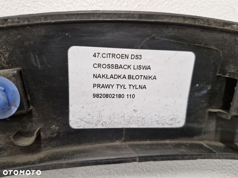 CITROEN DS3 CROSSBACK LISTWA NAKŁADKA BŁOTNIKA PRAWY TYŁ TYLNA 9820802180 - 4