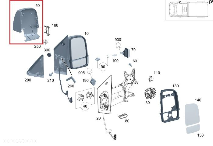 MERCEDES SPRINTER 907 910 Obudowa lusterka prawa OE - 2