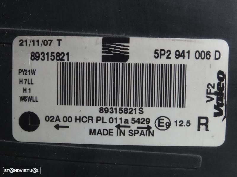 Ótica / Farol Direito Seat Altea (5P1)  5P2941006d / 89315821S / 5P2 9 - 7