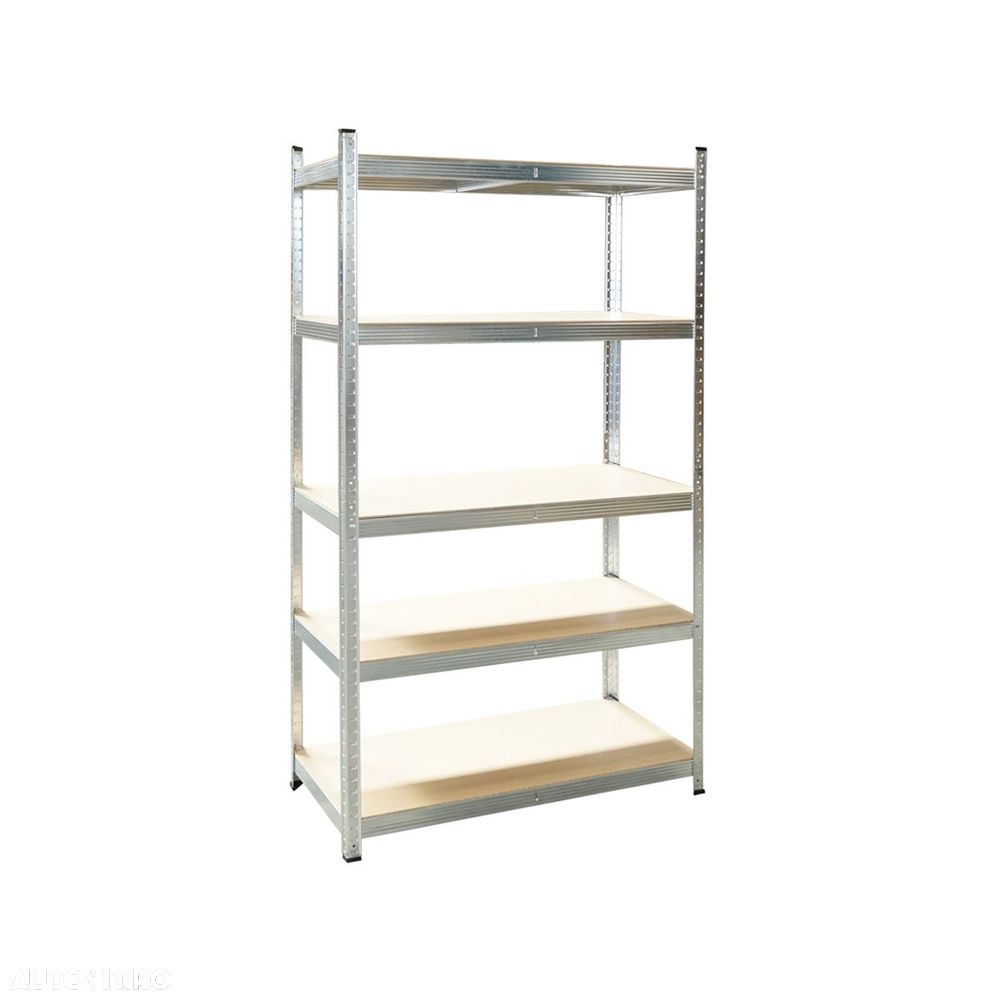 Raft metalic cu 5 polite MDF, 180x100x40cm, 250kg/polita, montaj fara suruburi, galvanizat - 2