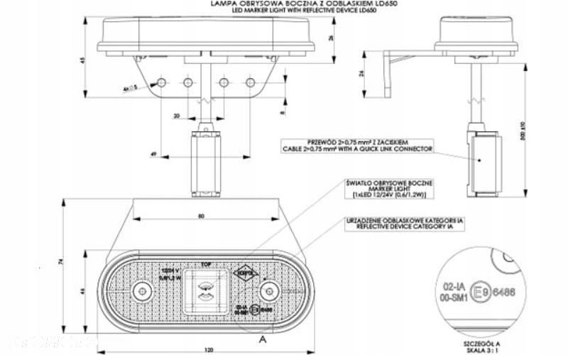 lampa obrysowa led z wspornikiem pomarańczowa - 2
